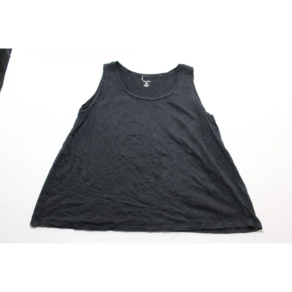 Sonoma Tank Top Women 3X Black Excellent Cotton Scoop Neck Sleeveless Basic
